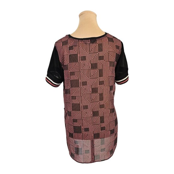 Maison Scotch Mauve Pink and Black Lightweight Geometric Blouse Sz 1 4 - Picture 5 of 10